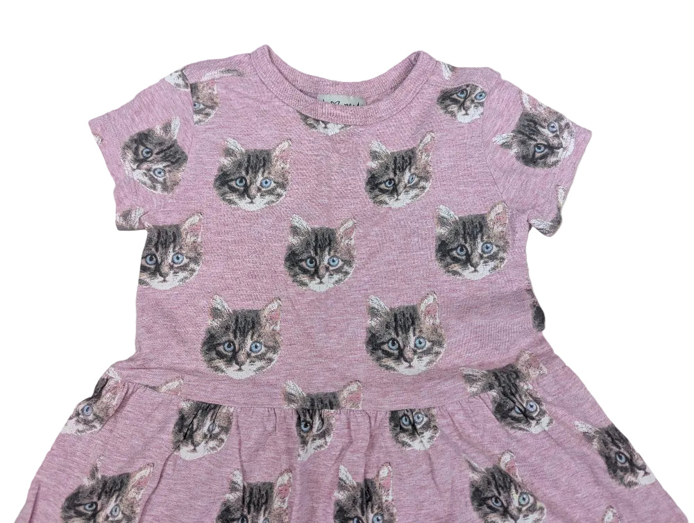 Next - Kleid Mädchenkleid Shirtkleid Mädchen rosa Katzen Gr. 98