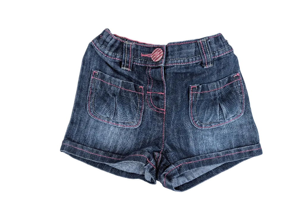 Next - Kurze Hose Jeanshose Short Jeans blau rosa Mädchen Gr. 80