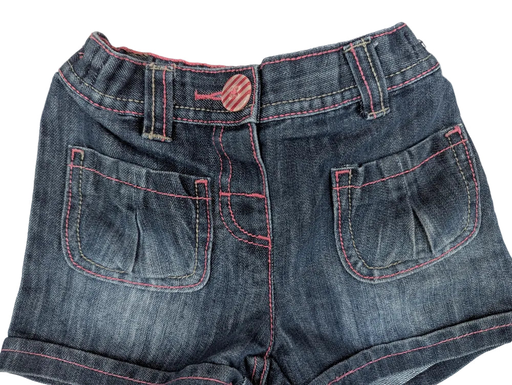 Next - Kurze Hose Jeanshose Short Jeans blau rosa Mädchen Gr. 80