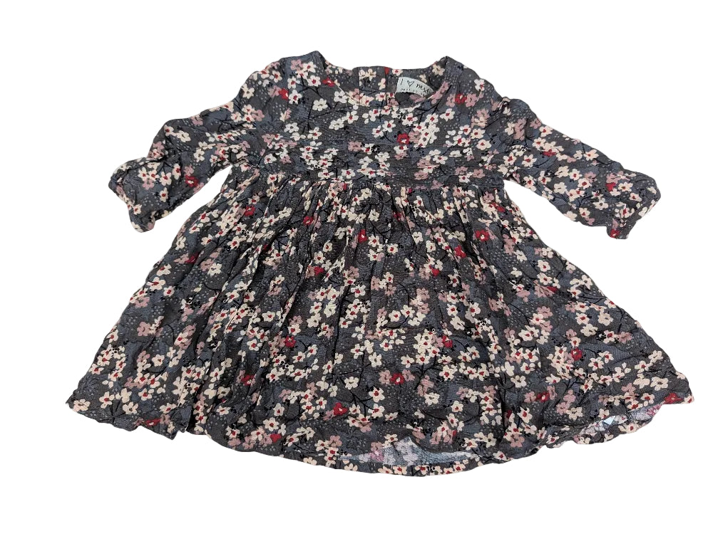 Next - Kleid Mädchenkleid langarm braun Blumen Mädchen Gr. 62-68