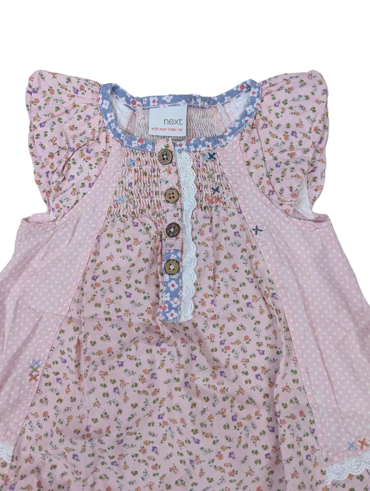 Next Mädchenkleid rosa mit Blumen, Gr. 74