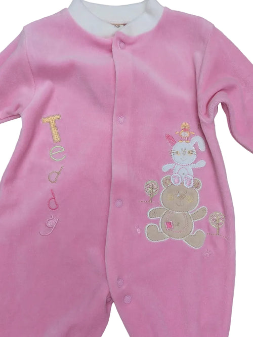 Just too Cute Baby-Nicki-Strampler rosa mit Teddy-Friends-Motiv Gr. 62/68 NEU