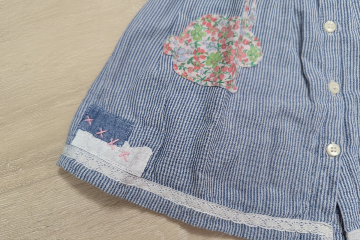 Next Mädchenkleid blau-weiß gestreift Hasen , Gr. 74