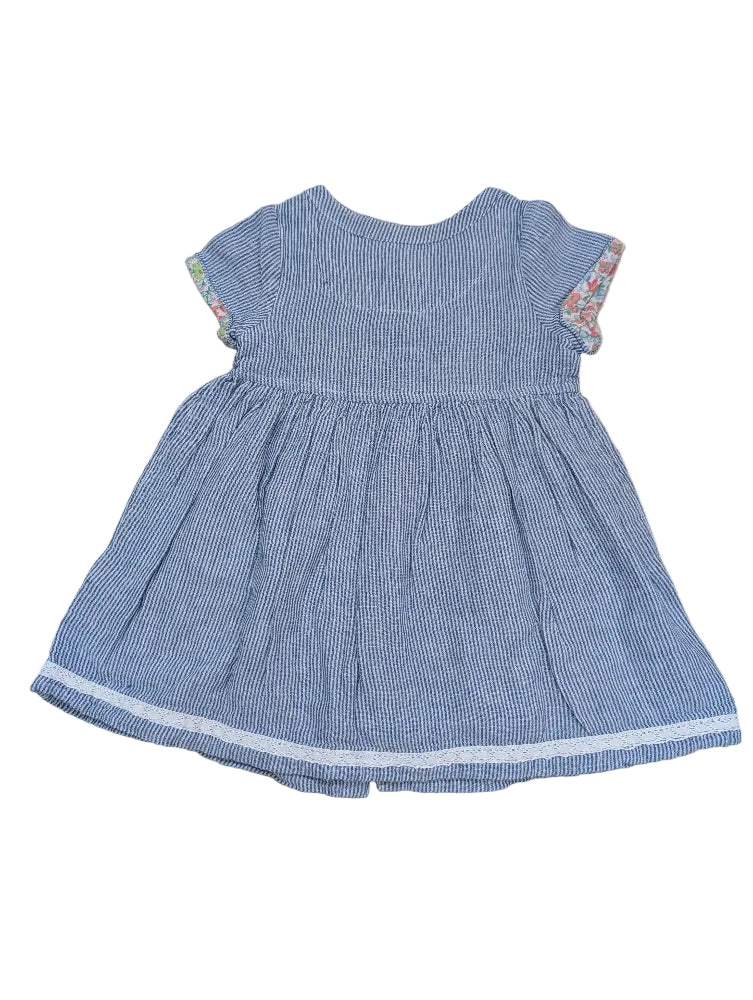 Next Mädchenkleid blau-weiß gestreift Hasen , Gr. 74
