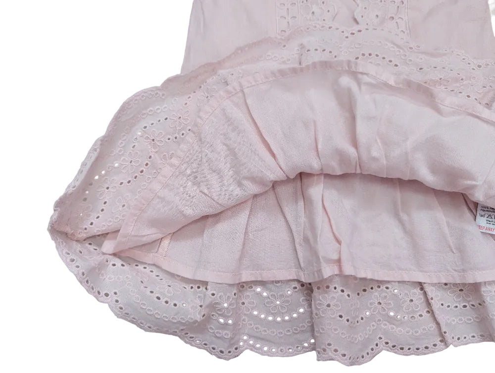 Next Mädchenkleid rosa mit Lochstickerei, Gr. 62–68