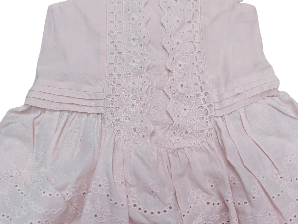 Next Mädchenkleid rosa mit Lochstickerei, Gr. 62–68