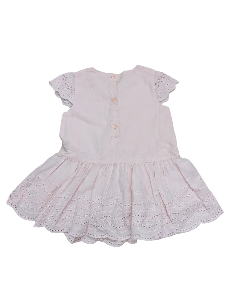 Next Mädchenkleid rosa mit Lochstickerei, Gr. 62–68