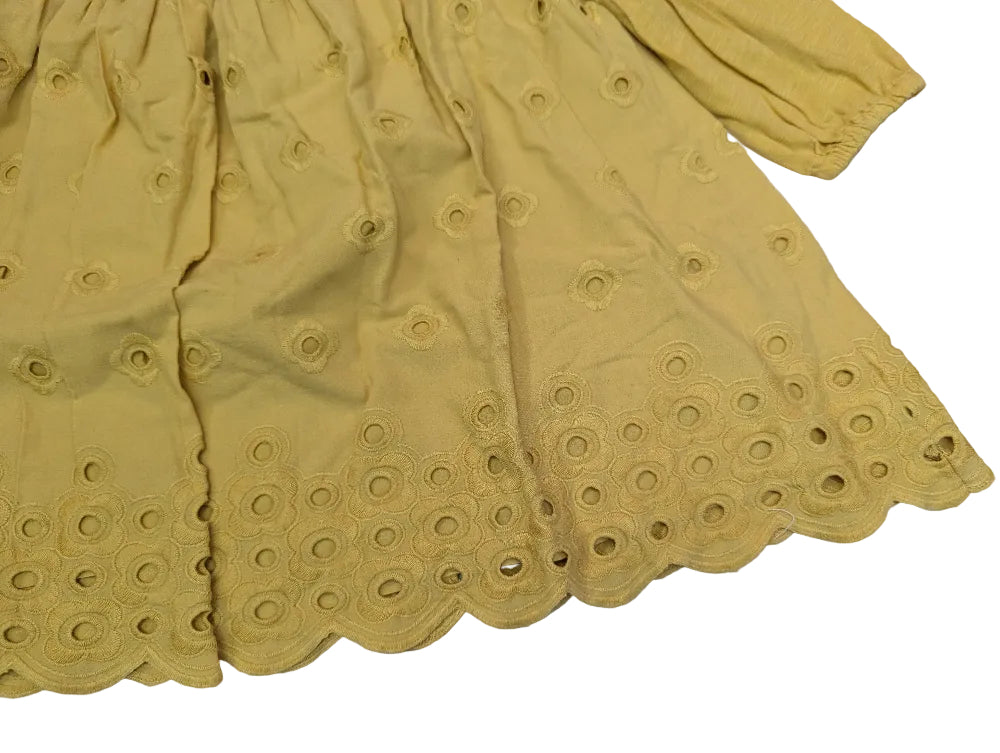 Next Mädchenkleid gelb mit Lochstickerei Gr. 86 – Secondhand