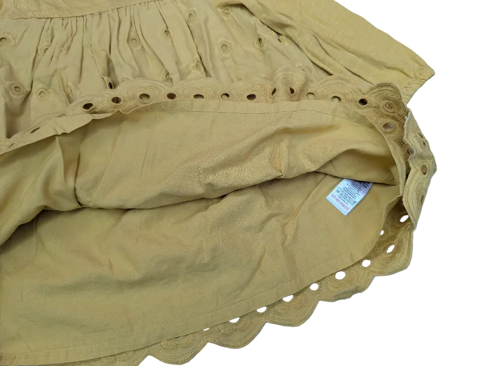 Next Mädchenkleid gelb mit Lochstickerei Gr. 86 – Secondhand