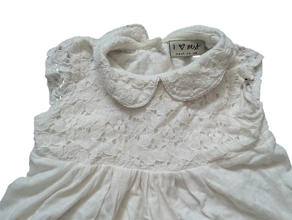 Next Babykleid weiß mit Spitze – Gr. 80, Secondhand