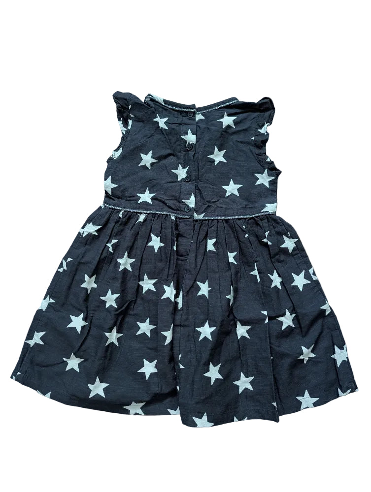 Next Mädchenkleid dunkelgrau mit Sternen – Gr. 104, Secondhand