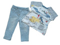 Next Baby-Outfit mit blauer Jeggings und T-Shirt – Gr. 80, Secondhand