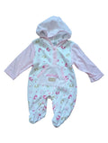 Nursery Time Baby-Strampler Kapuze rosa-weiß mit Elefanten – Gr. 62/68, neu