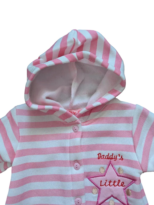 Baby C Wagenanzug mit Kapuze rosa-weiß gestreift – Gr. 56/62, neu